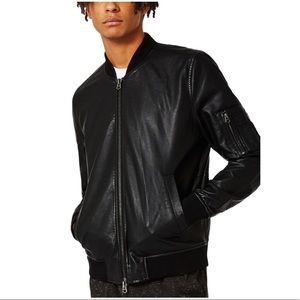 Topman Faux Leather Bomber Jacket